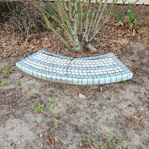 Decorative Curved Garden Bench Tile Accent - Light Blue